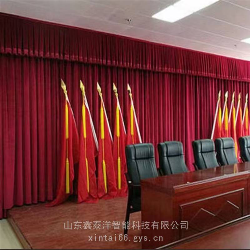 定做学校舞台幕布 影视厅电动 舞台大幕 遥控背景幕布厂家鑫泰洋
