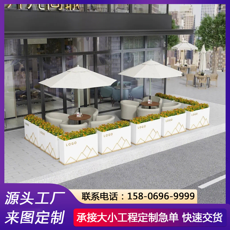 室外景观装饰金属花箱 加厚精铁黑方形花坛 纯色种植箱定制