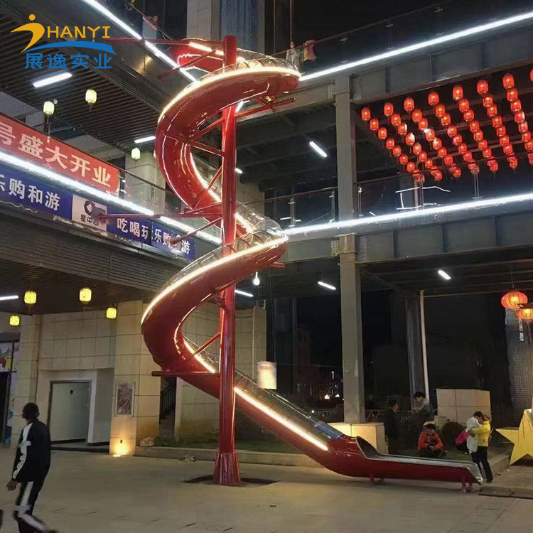 304不锈钢滑梯S型螺旋滑滑梯厂家定做无动力游乐设备设计