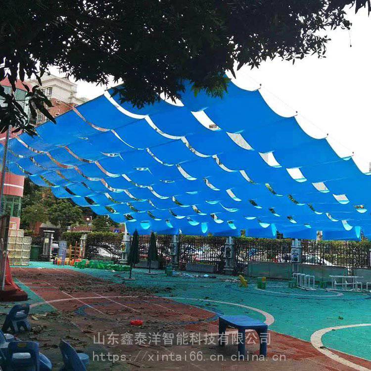 幼儿园操场电动遮阳帘 防晒遮阳棚 户外活动区伸缩折叠天棚帘