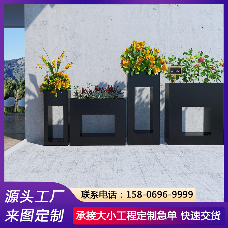 铁艺花箱定做 不锈钢商业街绿化隔断花箱 印花LOGO 支持定制