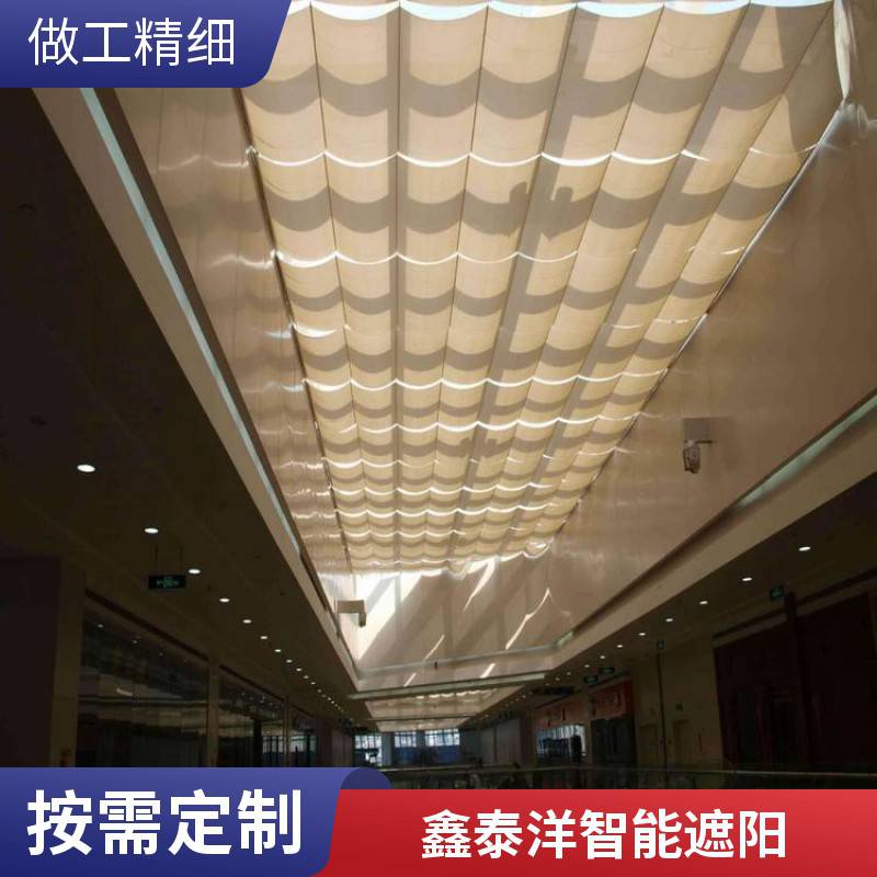 遮阳帘 学校 商场 体育馆室内折叠天棚帘 电动遮阳天幕厂家
