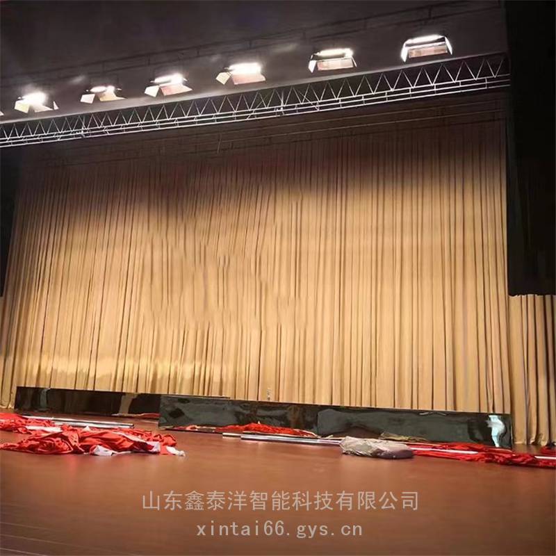 定做会议厅 电影院 学校电动升降幕布 对开阻燃舞台幕布
