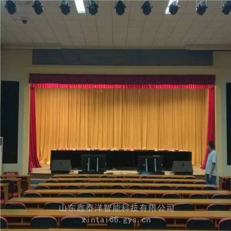 会议室电动幕布 学校礼堂报告厅金丝绒舞台幕布 鑫泰洋幕布厂家