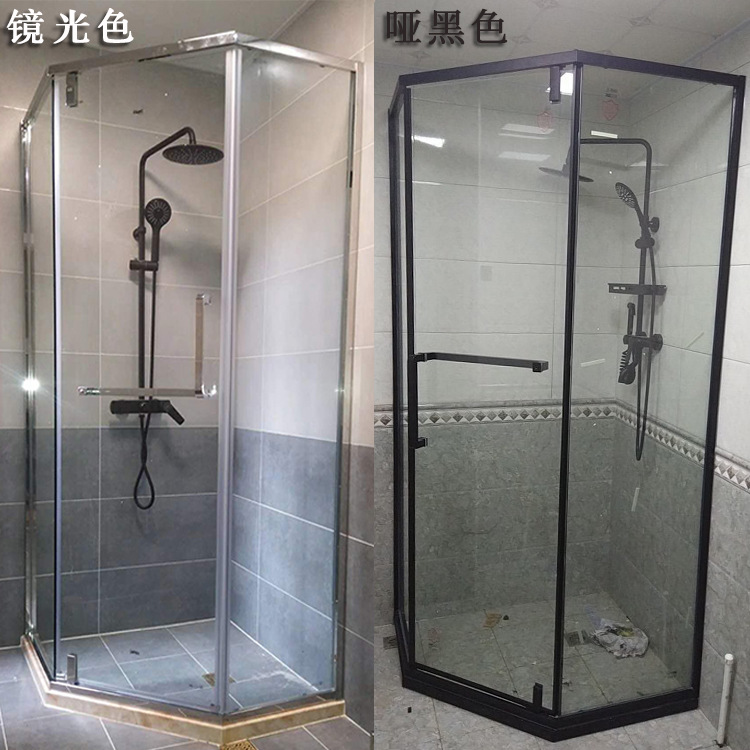欧佳特 简约黑色钻石型淋浴房 家用公寓酒店淋浴房隔断分离定制
