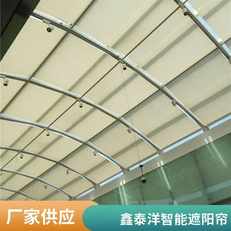 玻璃顶天棚帘 体育馆电动遮阳帘 一键智能开启 鑫泰洋遮阳厂家