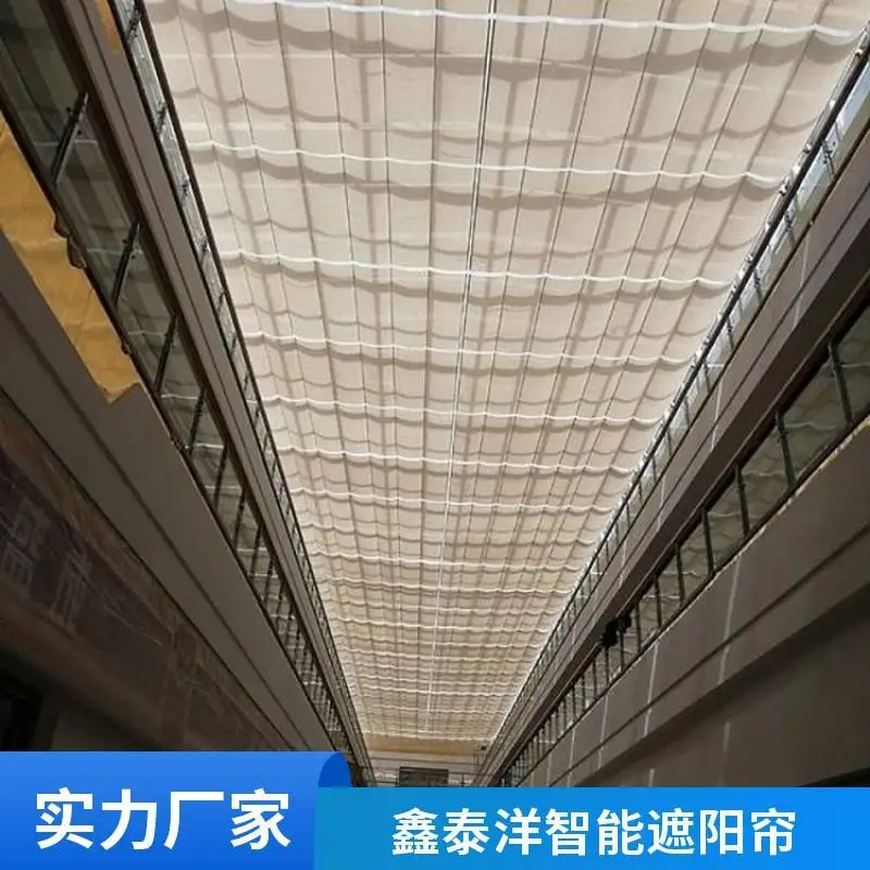 阳光房 玻璃采光顶电动遮阳帘 智能遥控开启 FCS天棚帘 规格尺寸定制