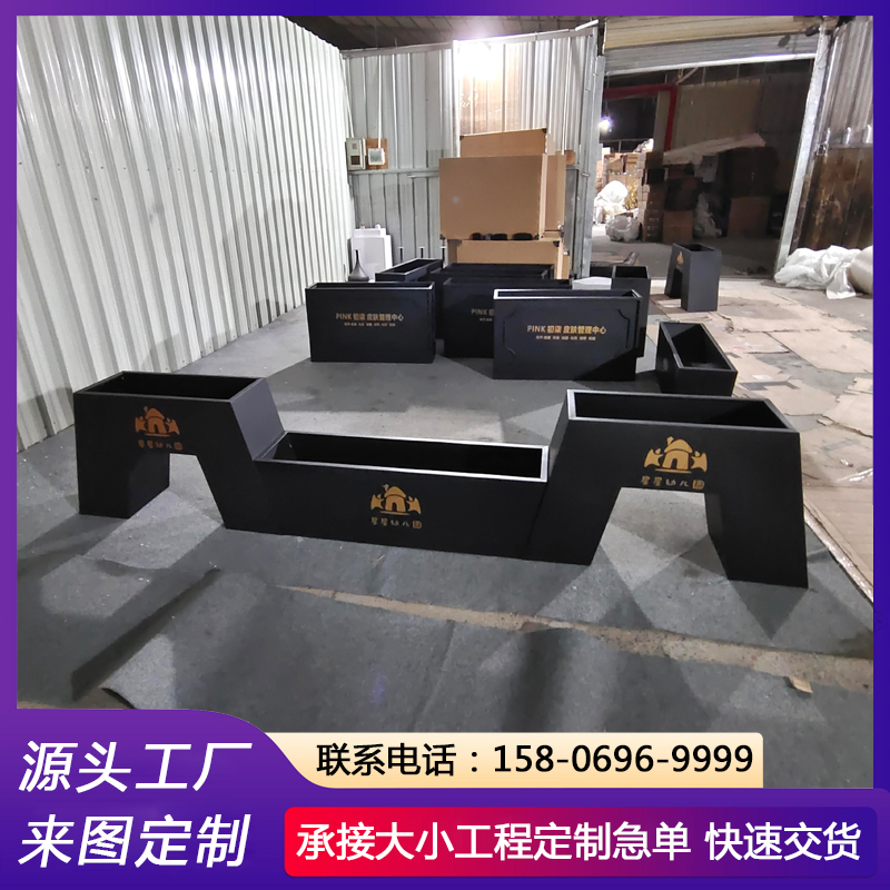户外铁艺成品不锈钢花箱 长方形商场景观隔断市政镀锌钢花槽花池
