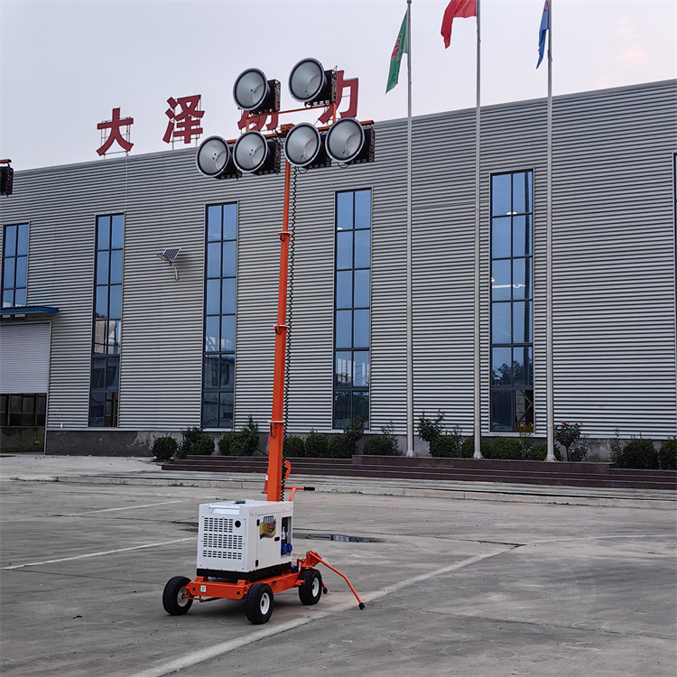 防爆5KW柴油发电机 全方位移动照明灯塔 升降高度5米 大泽动力