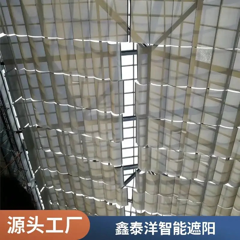 采光顶折叠电动天棚帘 阳光房玻璃顶遮阳帘 遮阳棚 颜色多样 鑫泰洋