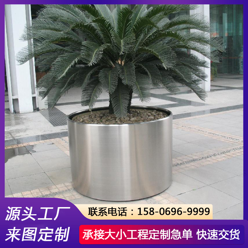 源头工厂 镀锌板花盆 休闲区绿植外摆 不锈钢花箱厂家