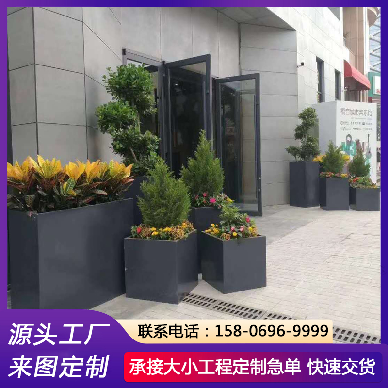 市政景观绿植隔断 公园户外围挡 铝合金花箱厂家 印花LOGO