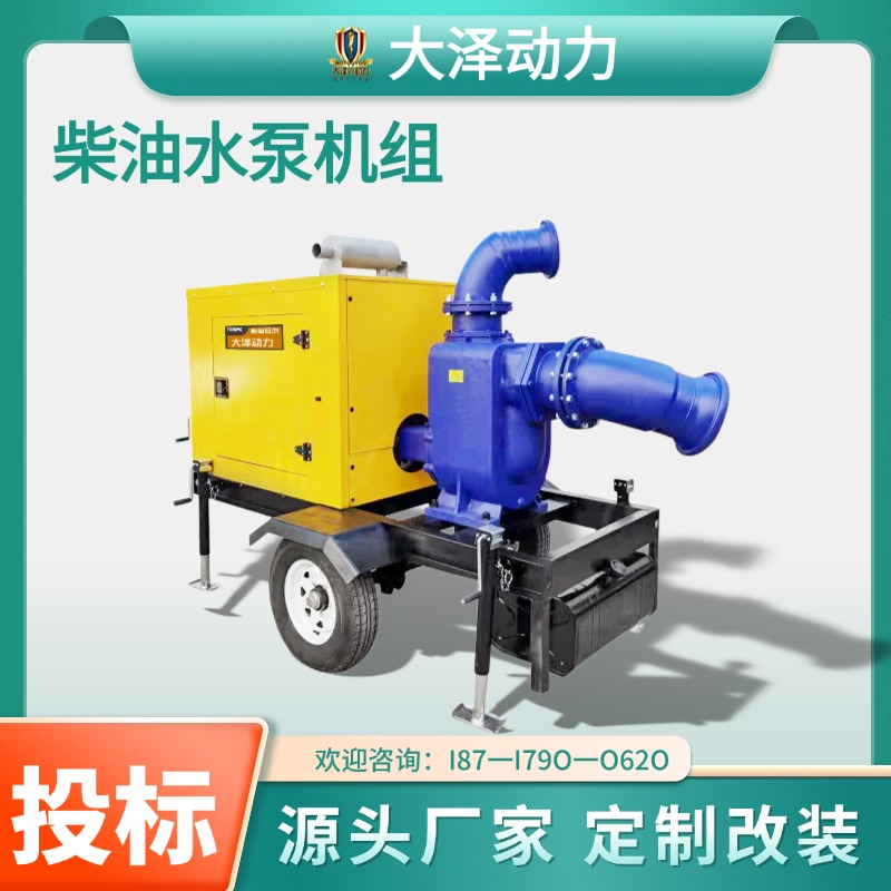 300方柴油水泵车 大流量 防汛应急拖车式 大泽动力TO300PM-Z 排污 自吸