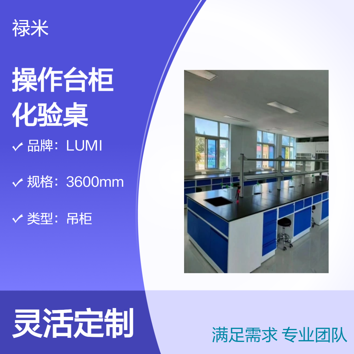 LUMI 全钢实验中央边操作台柜 学校实验室化验桌