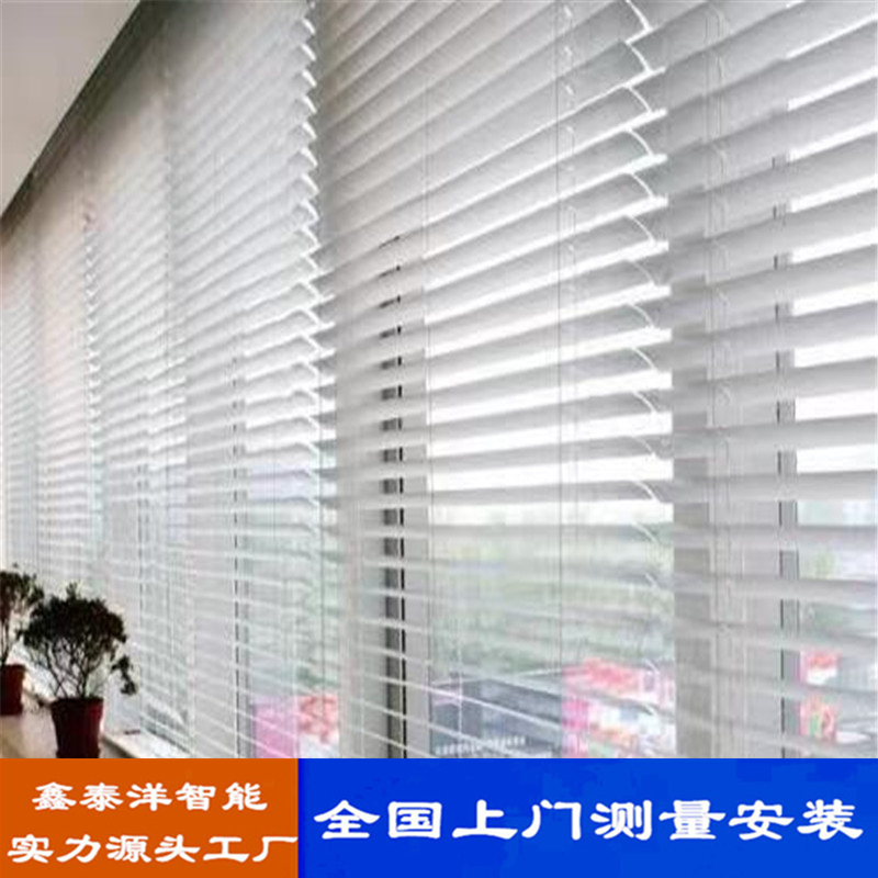 办公楼窗帘 写字楼遮阳卷帘 办公室玻璃隔断电动百叶 手动遮阳百叶帘
