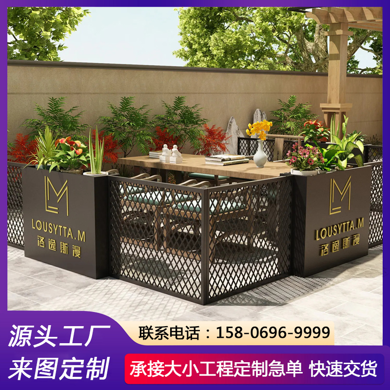 金属花箱定制 印花LOGO 办公隔断花架 艺术花槽