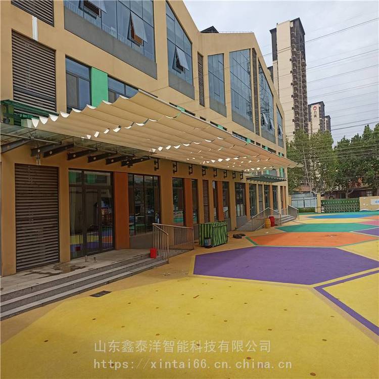 幼儿园遮阳帘视频 户外电动遮阳 防晒天棚帘 鑫泰洋定做安装