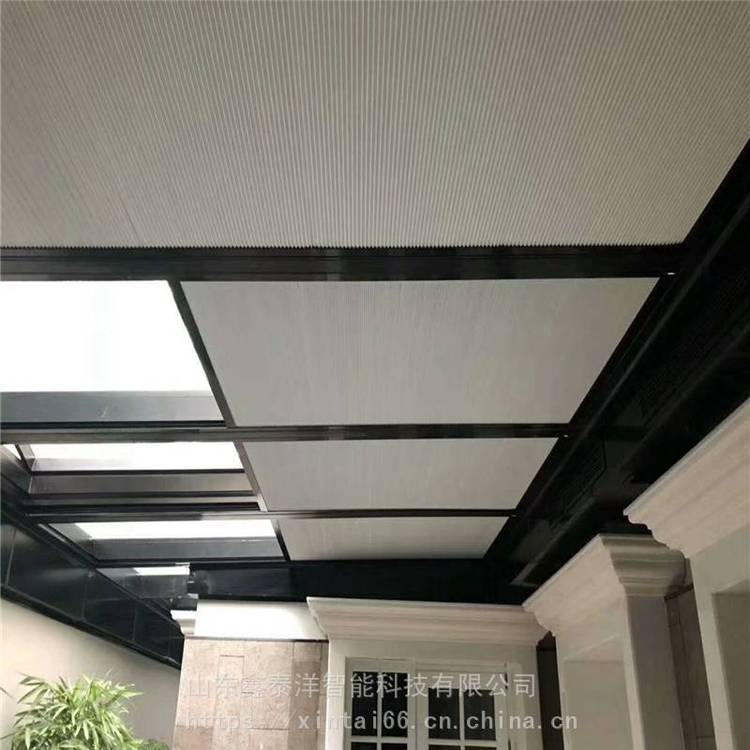楼顶天窗全遮光手动遮阳帘 蜂巢帘 阳光房遮阳顶电动遮阳棚