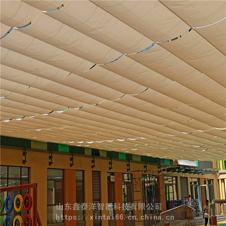 幼儿园户外遮阳棚定制厂家 鑫泰洋智能 操场电动折叠天棚帘 遮阳帘